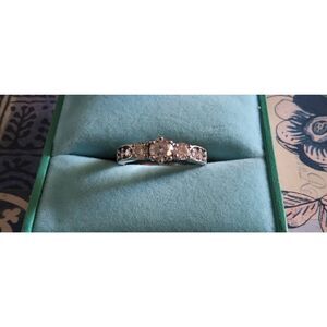 CERTIFIED 1.2 Ct. Genuine Moissanite Three Stone & Accents Bridal Band Ring Sz 8